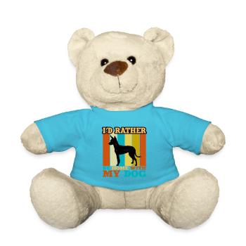 Englischer Toy Terrier Black Tan Hund Silhouette - Teddy - Atollblau - Vorne