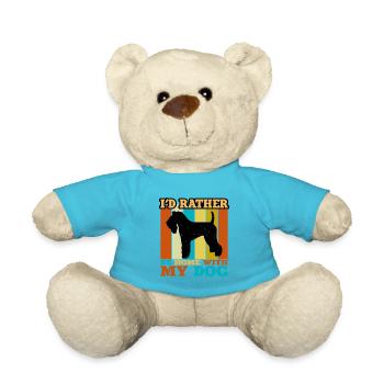 Kerry Blue Terrier Hund Silhouette Retro Sonnenuntergang - Teddy - Atollblau - Vorne
