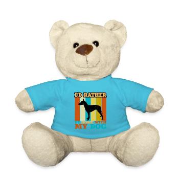 Manchester Terrier Dog Silhouette Retro Sunset - Teddy Bear - atoll blue - Front