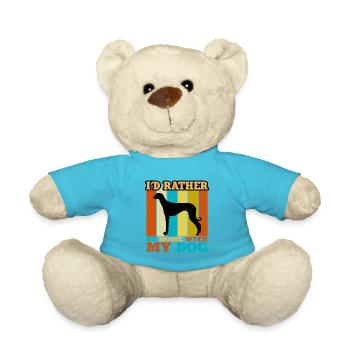 Alte kroatische Windhund Hund Silhouette Retro Sonne - Teddy - Atollblau - Vorne