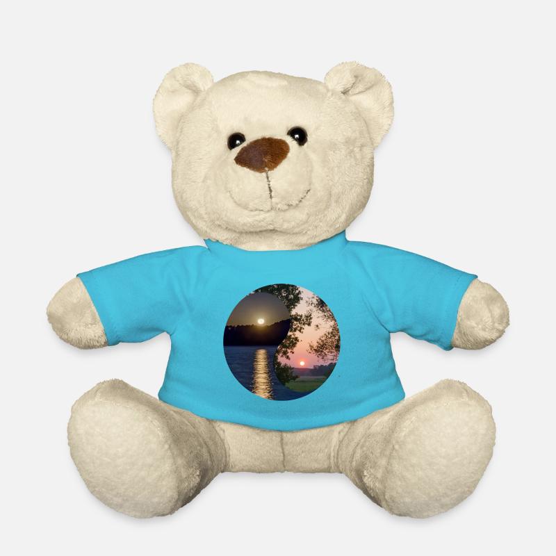 Yin et Yang de la lune et du lever du soleil - Nounours - bleu outremer