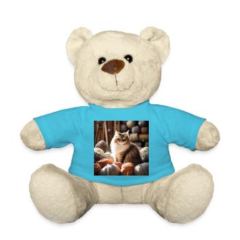 Katze im Garnparadies - Teddy - Atollblau - Vorne
