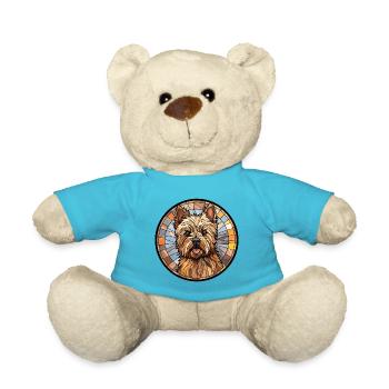 Cairn Terrier Hunderasse Aquarellglas - Teddy - Atollblau - Vorne