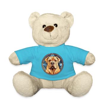 Verre aquarelle de race de chien chinois Shar Pei - Nounours - bleu outremer - Devant