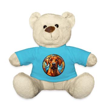 Rhodesian Ridgeback Hunderasse Aquarellglas - Teddy - Atollblau - Vorne