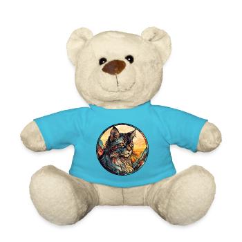 Laperm Katzenrasse Aquarellglas - Teddy - Atollblau - Vorne
