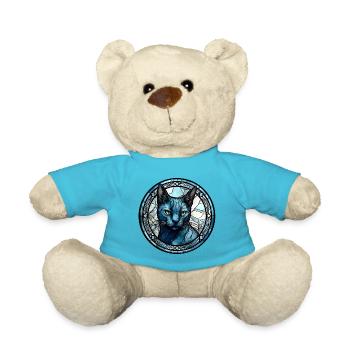 Verre aquarelle de race de chat bleu russe - Nounours - bleu outremer - Devant