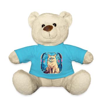Bunte Ragdoll-Katzenrasse Aquarellmalerei - Teddy - Atollblau - Vorne