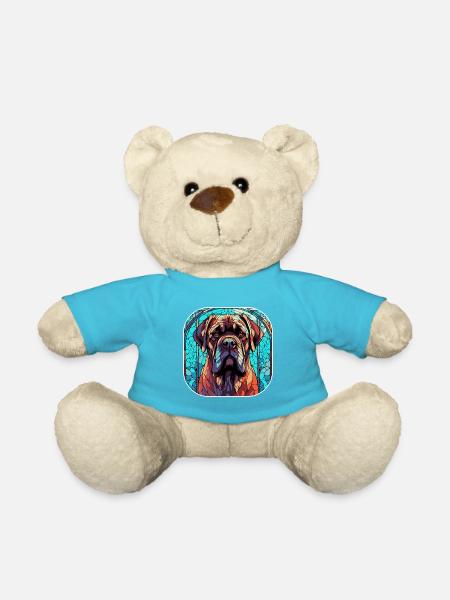 Bunte englische Mastiff Hunderasse Aquarell Glas - Teddy - Atollblau
