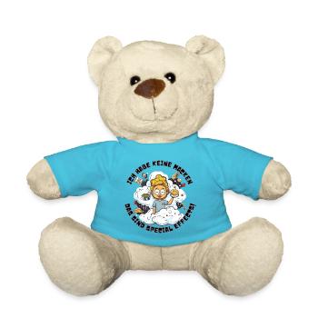 Humorvolles Essens-Reflexions-Motiv - Teddy - Atollblau - Vorne