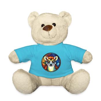 Lemur Lori Bunte Aquarell-Tierillustration - Teddy - Atollblau - Vorne