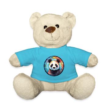 Panda Colorful Watercolor Animal Pet Illustration - Teddy Bear - atoll blue - Front