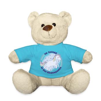 Im Galopp in den Kindergarten - Einhorn - Pferd - Teddy - Atollblau - Vorne