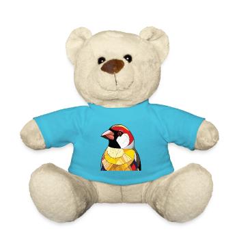 Stieglitz Buntes Aquarell Tier Illustration - Teddy - Atollblau - Vorne