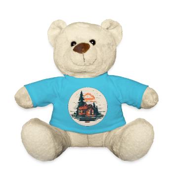 Lakeside House / Cabin / Lake / Mountains / Nature /Forest - Teddy Bear - atoll blue - Front