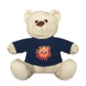 Sea Anemone Cartoon Kawaii Watercolor Illustration - Teddy Bear - french navy - Front