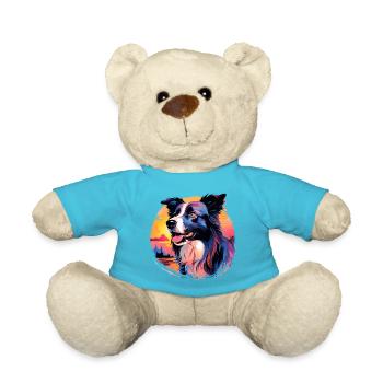 Vintage Sunset Border Collie - Teddy Bear - atoll blue - Front