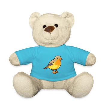 Finch Cartoon Kawaii Watercolor Illustration - Teddy Bear - atoll blue - Front