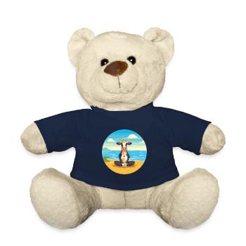Vache Cartoon Yoga Beach Illustration d’été - Nounours - bleu marine - Devant
