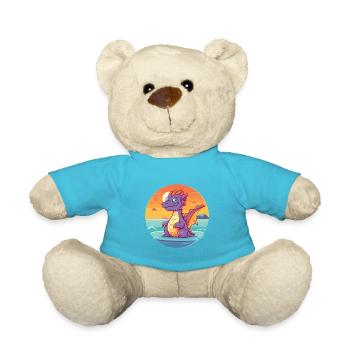 Dragon Funny Cartoon Kawaii Beach Illustration - Teddy Bear - atoll blue - Front