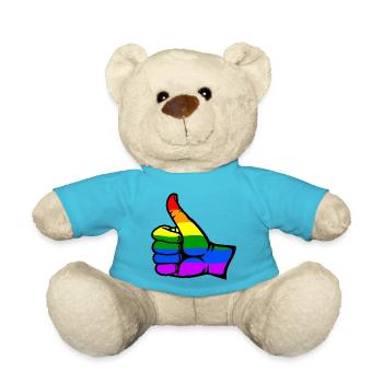 Regenbogenfarbe Flagge Hand alles klar Symbol - Teddy - Atollblau - Vorne