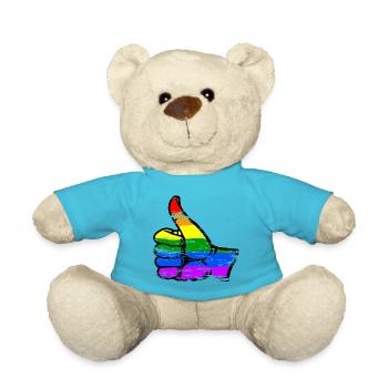 Rainbow color flag hand used all clear icon - Teddy Bear - atoll blue - Front