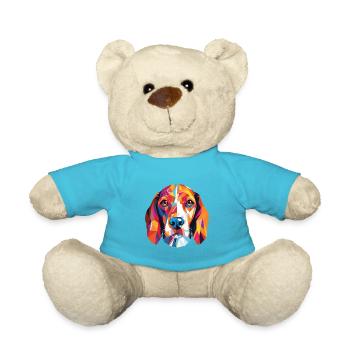 Beagle Harrier Scent Hound Dog Breed Watercolor - Teddy Bear - atoll blue - Front