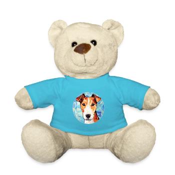 Foxterrier glatte Hunderasse buntes Aquarell - Teddy - Atollblau - Vorne