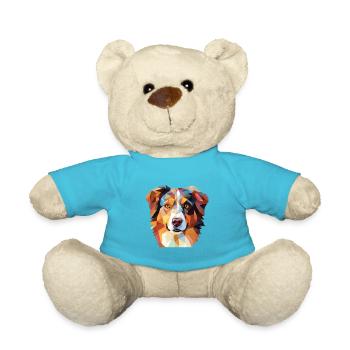 Berger Australien Assis Chien Race Aquarelle - Nounours - bleu outremer - Devant