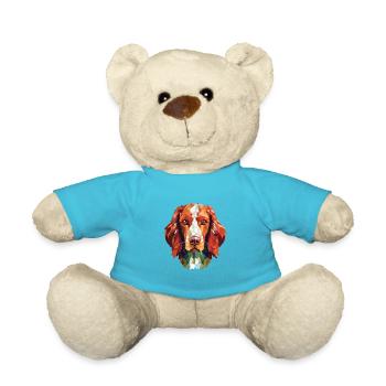 Irischer roter und weißer Setter Hunderasse Aquarell - Teddy - Atollblau - Vorne