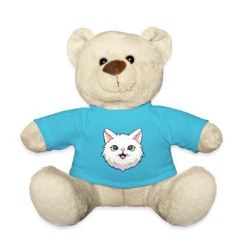 Illustration à l’aquarelle de dessin animé de chat angora turc - Nounours - bleu outremer - Devant