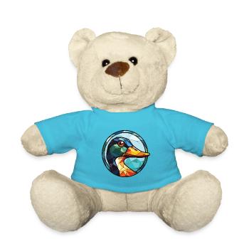 Bunte Aquarell-Tierhaustierillustration der Ente - Teddy - Atollblau - Vorne
