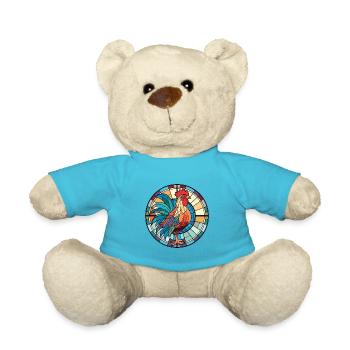 Hahn Buntes Aquarell Tier Illustration - Teddy - Atollblau - Vorne