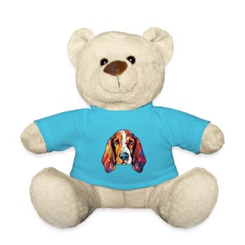Basset Hund Buntes Aquarell Tier Haustier - Teddy - Atollblau - Vorne