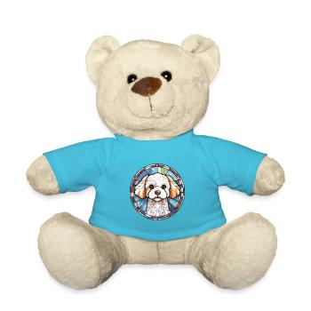 Bichon Frise Hunderasse Aquarell Illustration - Teddy - Atollblau - Vorne