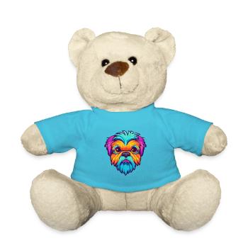 Griffon Bruxellois Hunderasse Karikatur Kawaii Illust - Teddy - Atollblau - Vorne