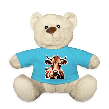 Braune Kuh / Tier / Milch / Bauernhof / Stall - Teddy - Atollblau - Vorne