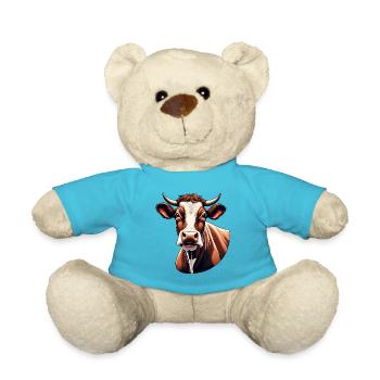 Braune Kuh / Tier / Milch / Bauernhof / Stall - Teddy - Atollblau - Vorne