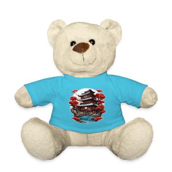 Japanese House / Asian House / Zen - Teddy Bear - atoll blue - Front