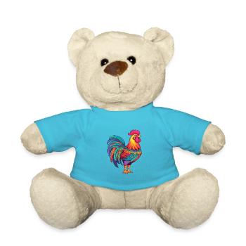 Hahn Buntes Aquarell Cartoon Kawaii Tier - Teddy - Atollblau - Vorne