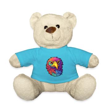 Hawk Colorful Watercolor Cartoon Kawaii Animal - Teddy Bear - atoll blue - Front