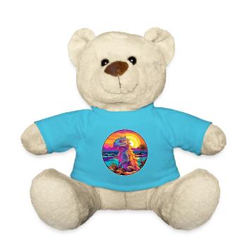 Basilisk Buntes Aquarell Cartoon Kawaii Tier - Teddy - Atollblau - Vorne