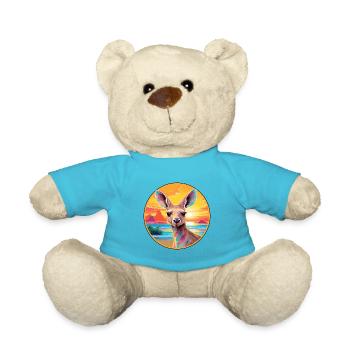 Kangaroo Colorful Watercolor Cartoon Kawaii Animal - Teddy Bear - atoll blue - Front