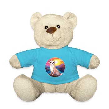 Ferret Colorful Watercolor Cartoon Kawaii Animal - Teddy Bear - atoll blue - Front