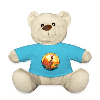 Kangaroo Colorful Watercolor Cartoon Kawaii Animal - Teddy Bear - atoll blue - Front