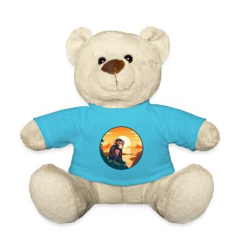 Monkey Colorful Watercolor Cartoon Kawaii Animal - Teddy Bear - atoll blue - Front