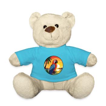 Papagei buntes Aquarell Cartoon Kawaii Tier - Teddy - Atollblau - Vorne