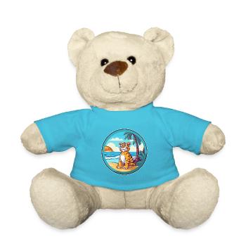 Tiger Watercolor Cartoon Kawaii Clipart Animal - Teddy Bear - atoll blue - Front