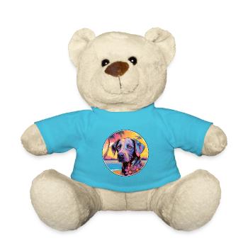 Cao da Serra de Aires Hunderasse Bunte Karikatur W - Teddy - Atollblau - Vorne