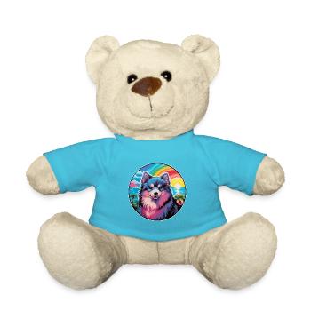 Finnish Lapphund Dog Breed Colorful Cartoon Waterc - Teddy Bear - atoll blue - Front